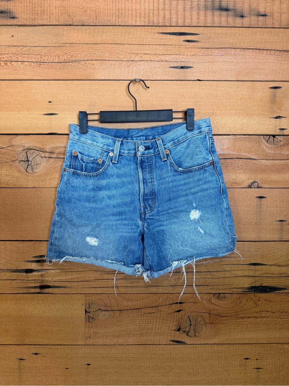 Levi's Blue Distressed Cutoff Denim Shorts